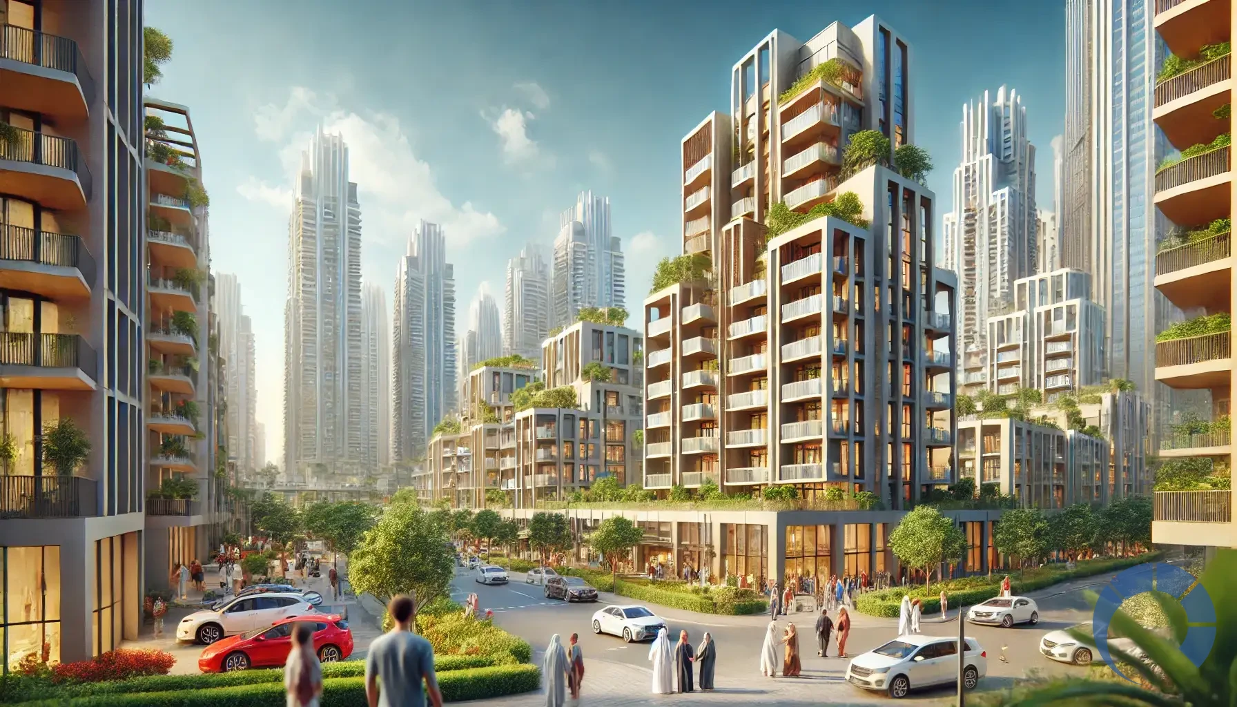 DALL·E 2024-12-27 19.35.41 - A high-resolution, realistic image of Dubai International City showcasing entry-level investment opportunities. The scene features modern, mid-rise ap