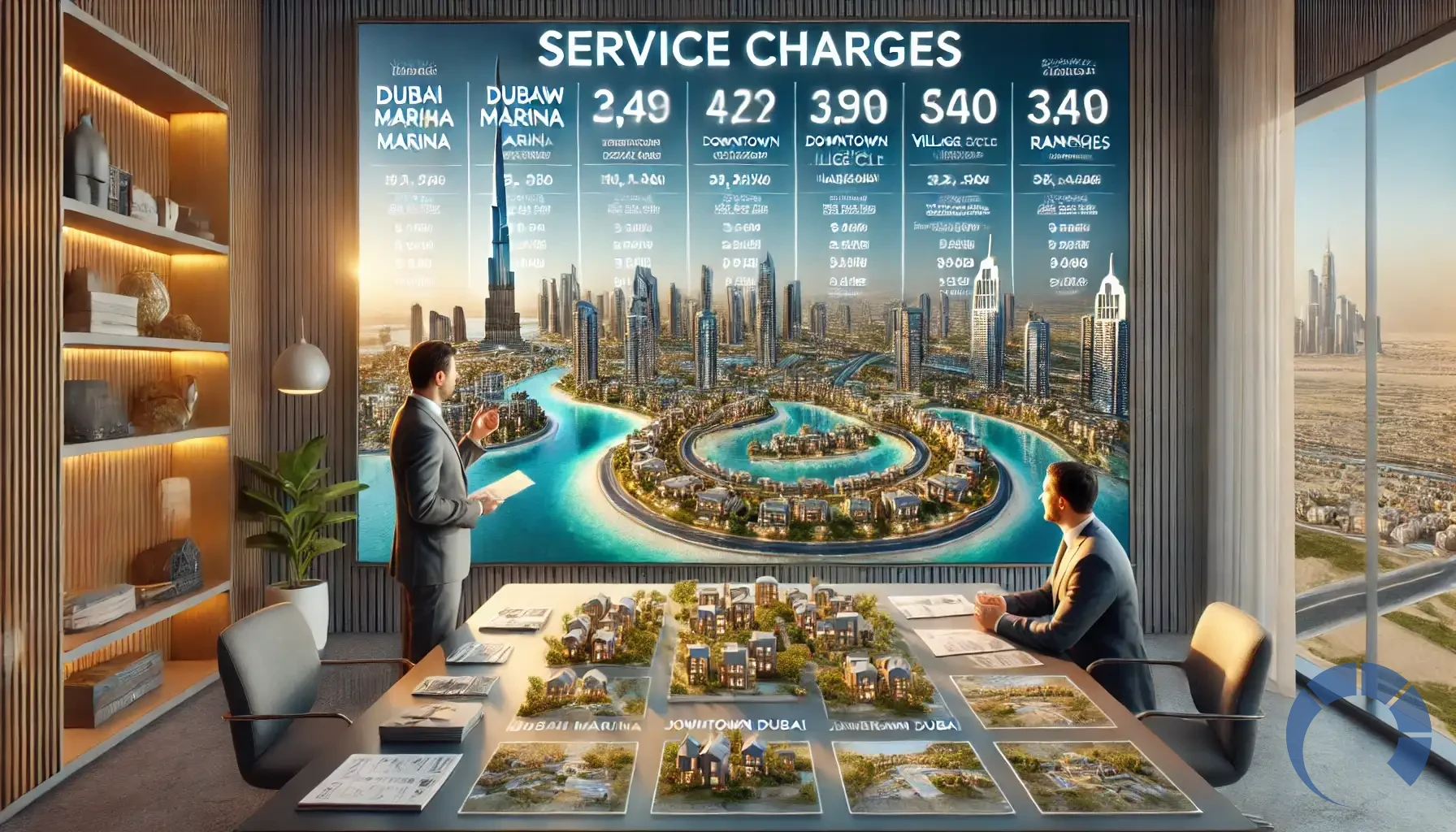 how service charges vary across different communities in Dubai