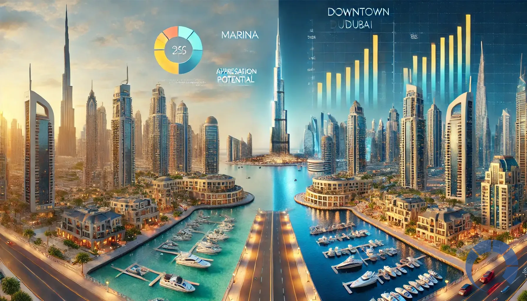 Which area has better appreciation potential, Dubai Marina or Downtown Dubai